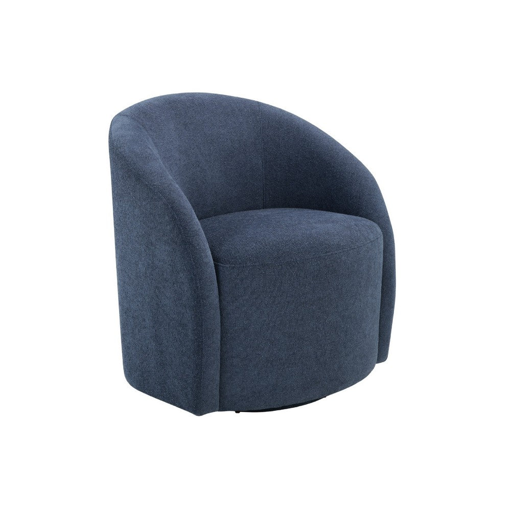 Saho Swivel Accent Chair, Barrel Style, Foam Padded, Modern Blue Boucle - BM345417