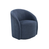 Saho Swivel Accent Chair, Barrel Style, Foam Padded, Modern Blue Boucle - BM345417