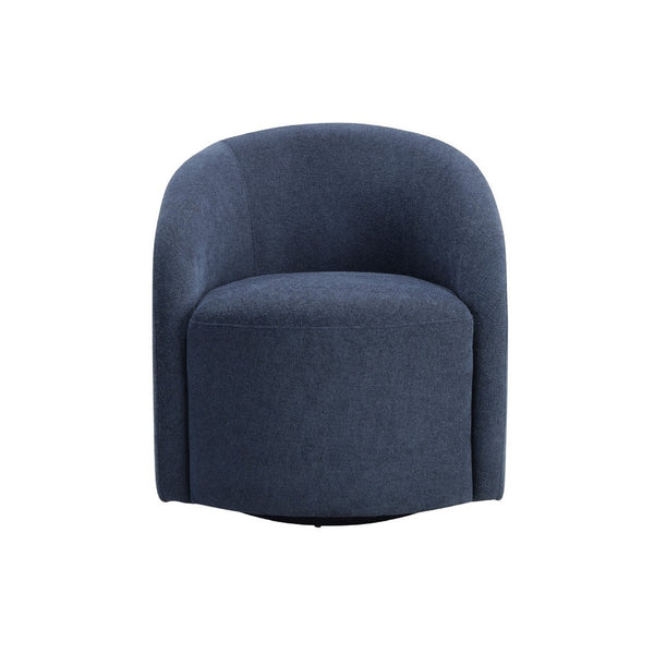 Saho Swivel Accent Chair, Barrel Style, Foam Padded, Modern Blue Boucle - BM345417