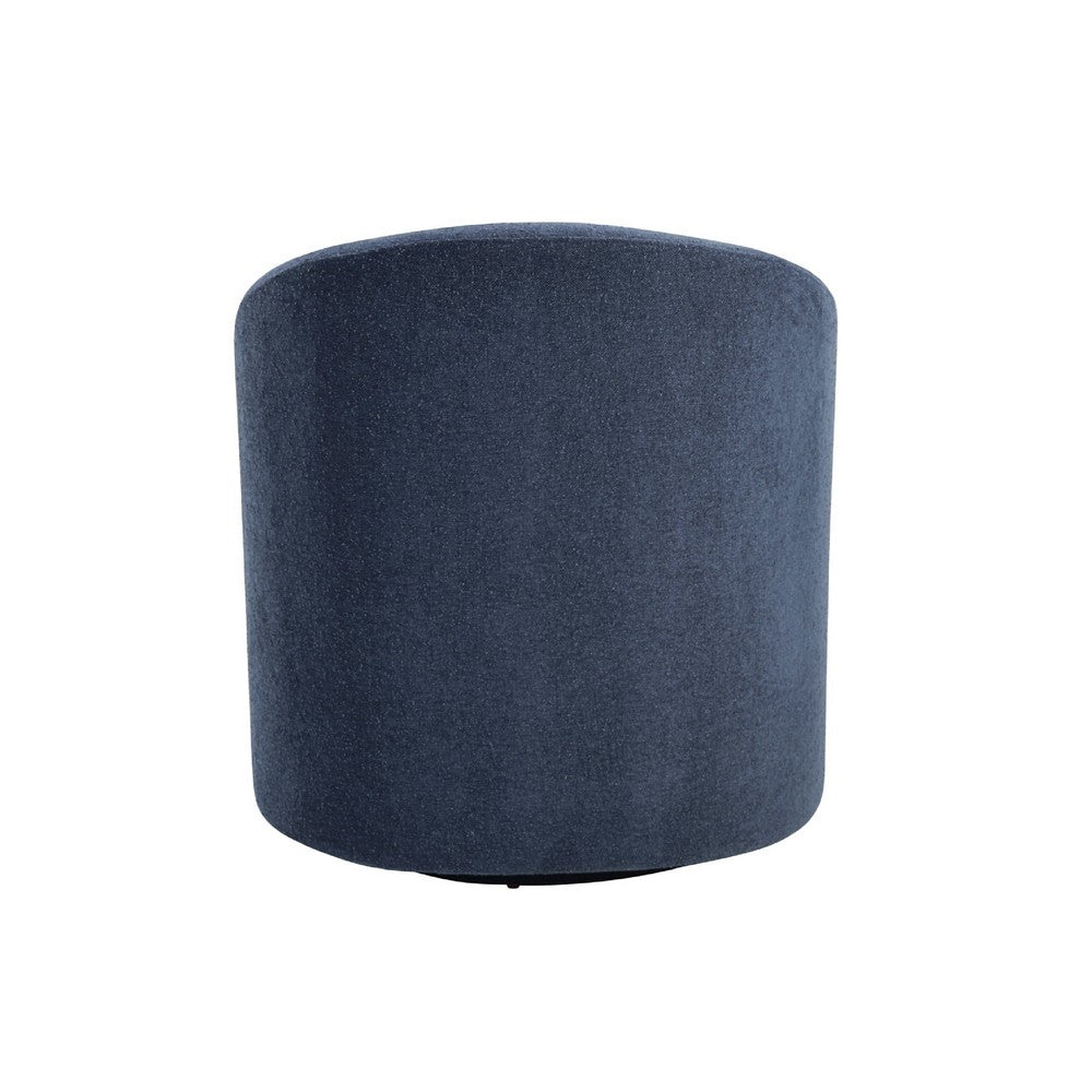 Saho Swivel Accent Chair, Barrel Style, Foam Padded, Modern Blue Boucle - BM345417