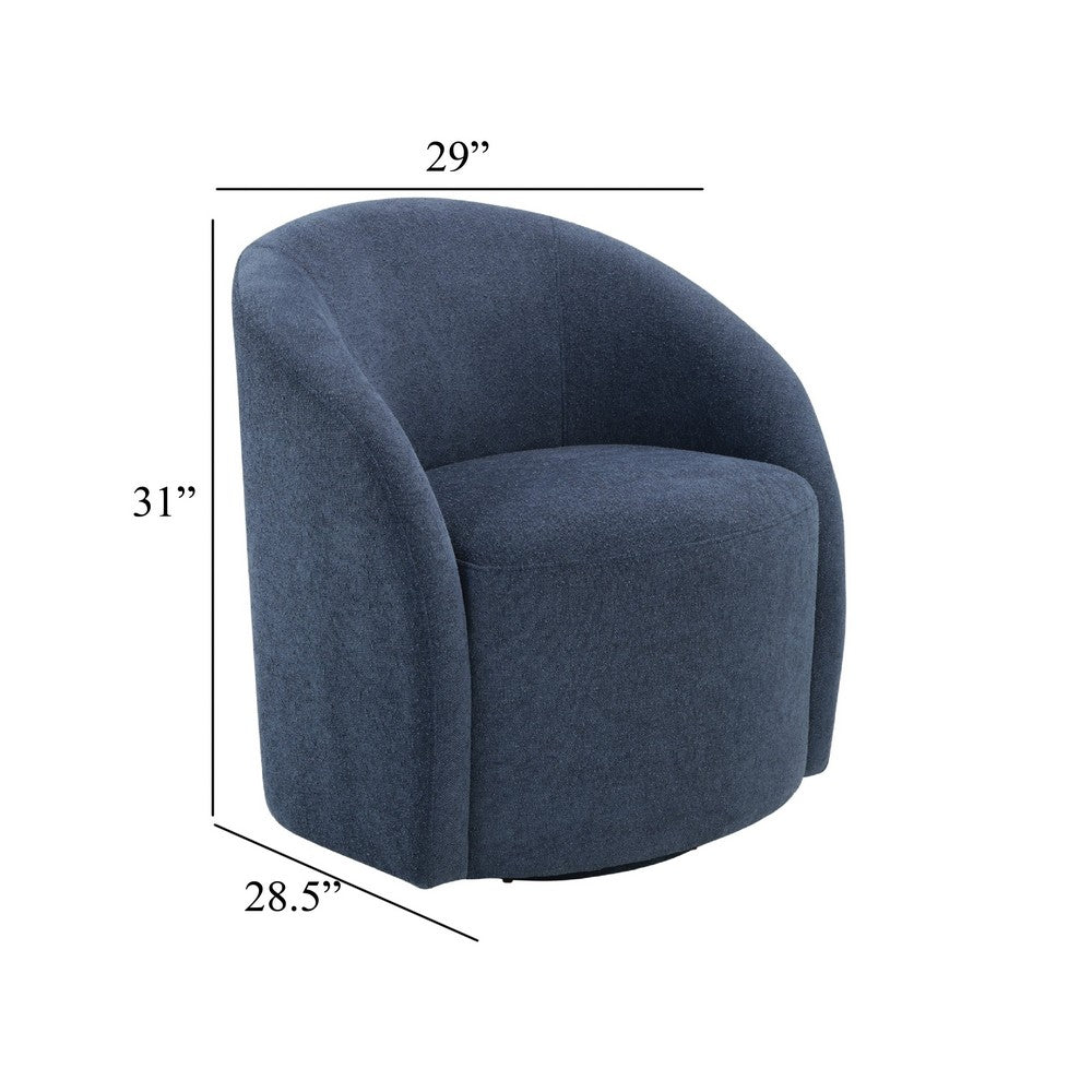 Saho Swivel Accent Chair, Barrel Style, Foam Padded, Modern Blue Boucle - BM345417