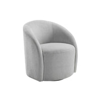 Saho Swivel Accent Chair, Barrel Style, Foam Padded, Light Gray Boucle - BM345418