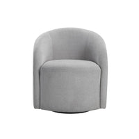 Saho Swivel Accent Chair, Barrel Style, Foam Padded, Light Gray Boucle - BM345418