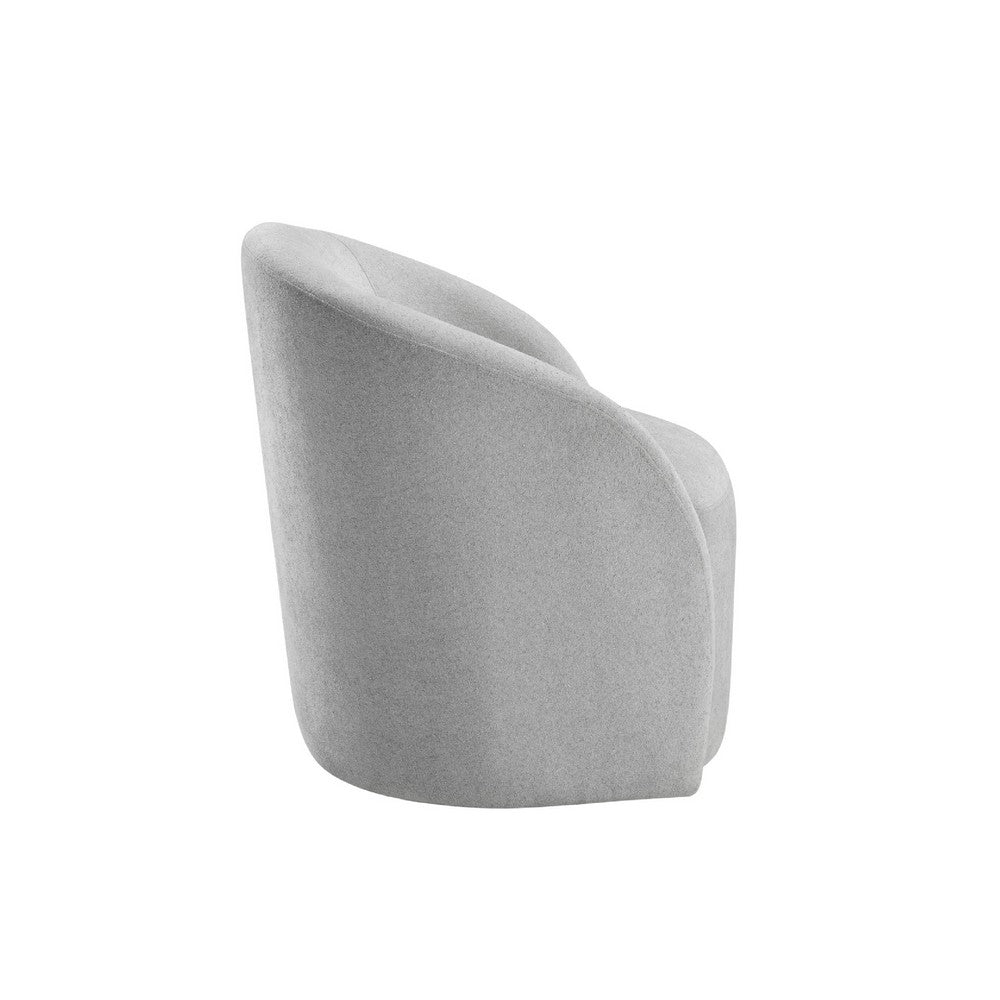 Saho Swivel Accent Chair, Barrel Style, Foam Padded, Light Gray Boucle - BM345418