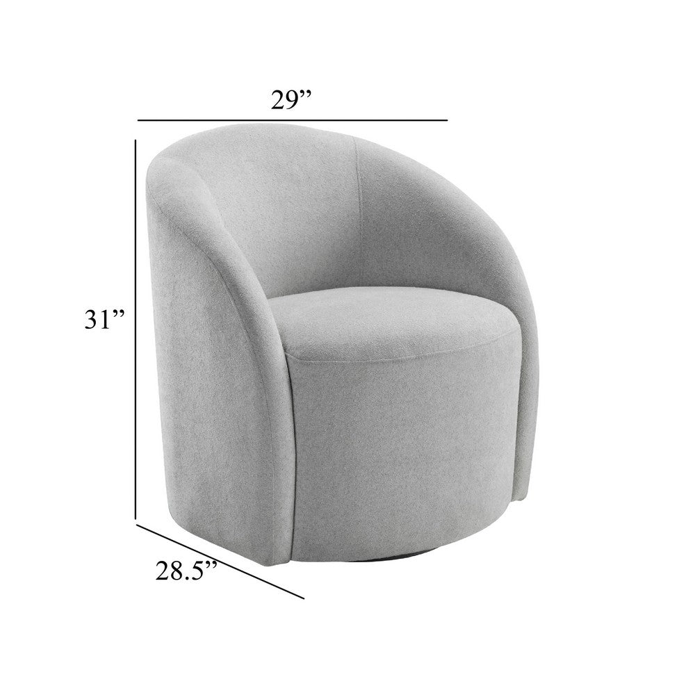 Saho Swivel Accent Chair, Barrel Style, Foam Padded, Light Gray Boucle - BM345418