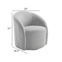 Saho Swivel Accent Chair, Barrel Style, Foam Padded, Light Gray Boucle - BM345418