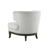 Elly Accent Chair, Barrel Back, Gray Boucle w Nailheads, Brown Wood - BM345419