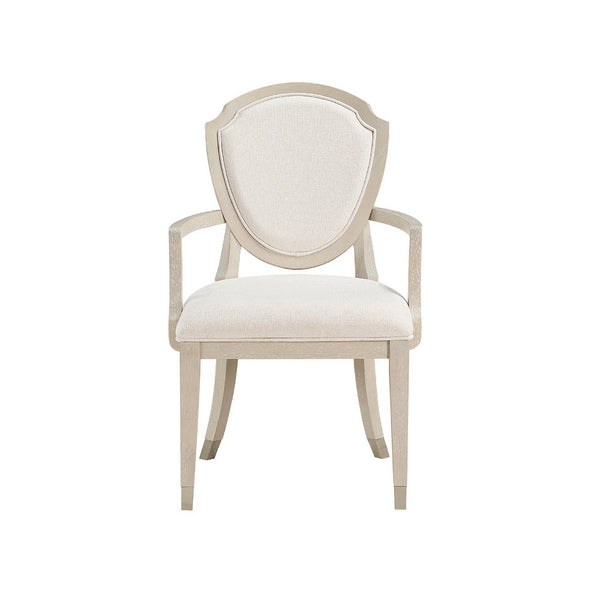 Olto Set of 2 Dining Armchairs, Ivory Chenille, Light Oak Brown Wood, Dipped Legs - BM345421