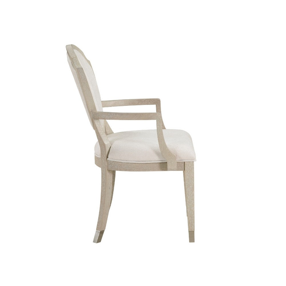 Olto Set of 2 Dining Armchairs, Ivory Chenille, Light Oak Brown Wood, Dipped Legs - BM345421