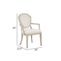 Olto Set of 2 Dining Armchairs, Ivory Chenille, Light Oak Brown Wood, Dipped Legs - BM345421