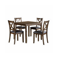 Gimi 5pc Dining Table Set, 4 X Back Faux Leather Chairs, Charcoal Brown - BM345425