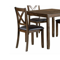 Gimi 5pc Dining Table Set, 4 X Back Faux Leather Chairs, Charcoal Brown - BM345425