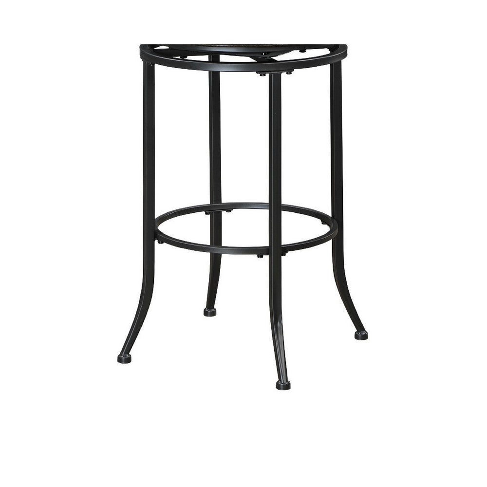 Nira Swivel Bar Height Chair, Brown Faux Leather, Wood Back, Black Metal - BM345428