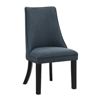 Keya Dining Side Chair Set of 2, Wingback, Blue Gray Polyester, Brown Wood - BM345431