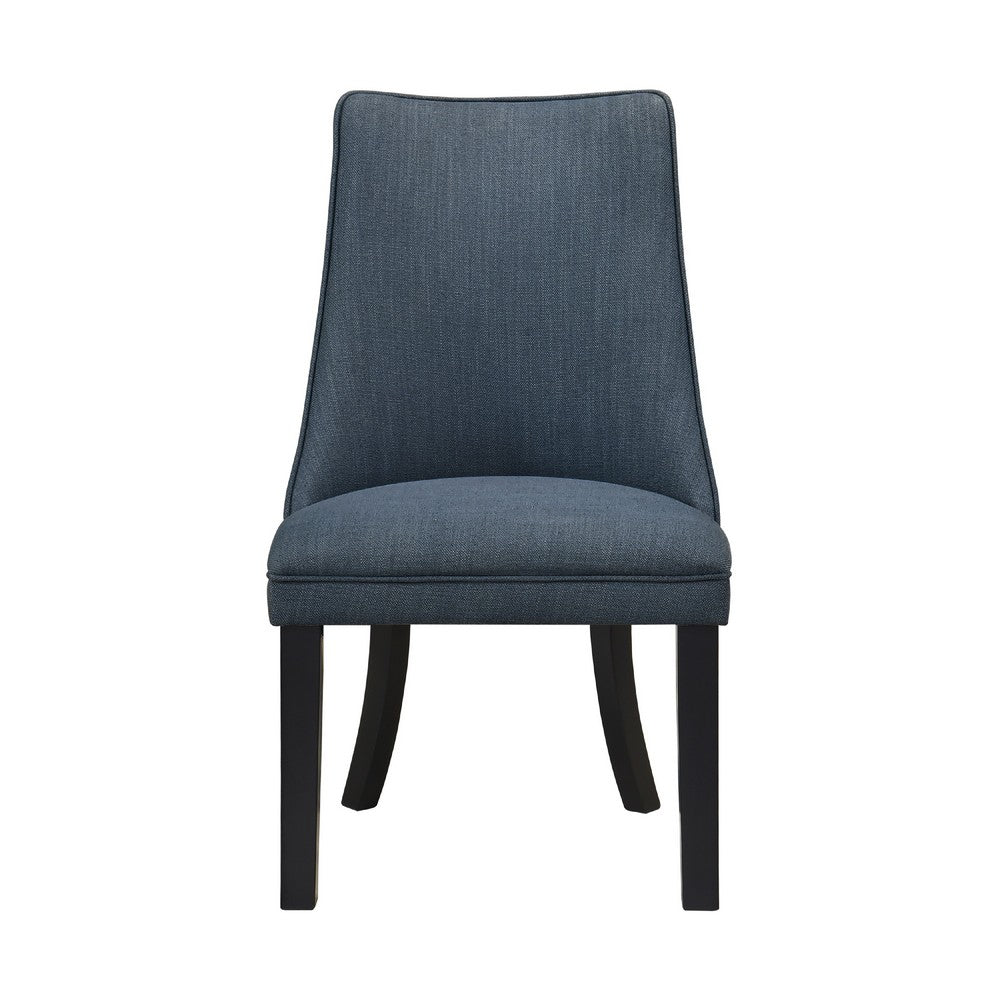 Keya Dining Side Chair Set of 2, Wingback, Blue Gray Polyester, Brown Wood - BM345431