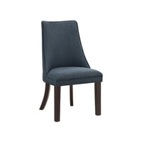 Keya Dining Side Chair Set of 2, Wingback, Blue Gray Polyester, Brown Wood - BM345431