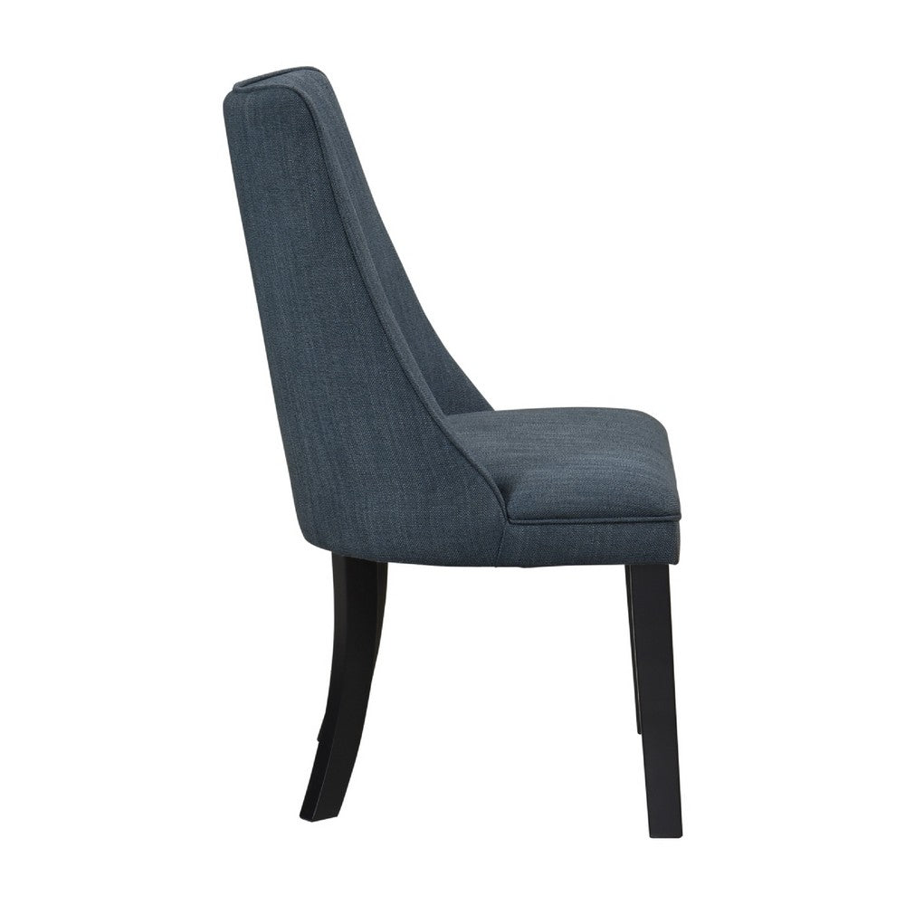 Keya Dining Side Chair Set of 2, Wingback, Blue Gray Polyester, Brown Wood - BM345431