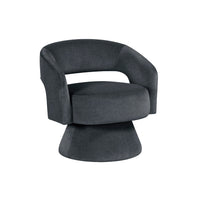 Lessa Swivel Accent Chair, Barrel Style, Foam Padded, Dark Gray Velvet - BM345432