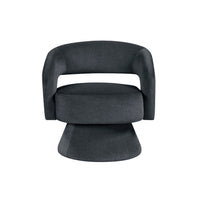 Lessa Swivel Accent Chair, Barrel Style, Foam Padded, Dark Gray Velvet - BM345432