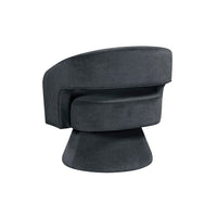 Lessa Swivel Accent Chair, Barrel Style, Foam Padded, Dark Gray Velvet - BM345432