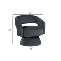 Lessa Swivel Accent Chair, Barrel Style, Foam Padded, Dark Gray Velvet - BM345432