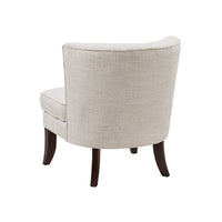 Rose Accent Chair, Button Tufted Wingback, Beige Polyester, Brown Legs - BM345433