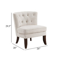 Rose Accent Chair, Button Tufted Wingback, Beige Polyester, Brown Legs - BM345433
