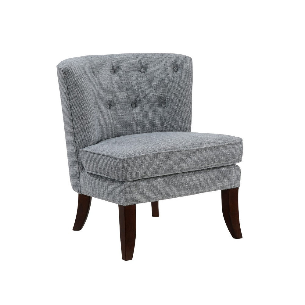 Rose Accent Chair, Button Tufted Wingback, Dark Gray Polyester, Brown - BM345434