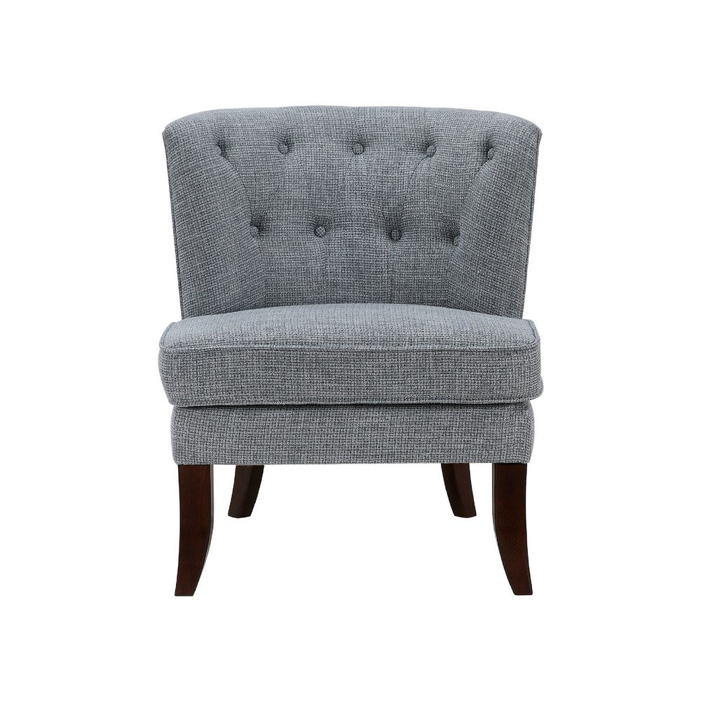 Rose Accent Chair, Button Tufted Wingback, Dark Gray Polyester, Brown - BM345434