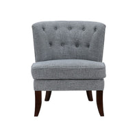 Rose Accent Chair, Button Tufted Wingback, Dark Gray Polyester, Brown - BM345434