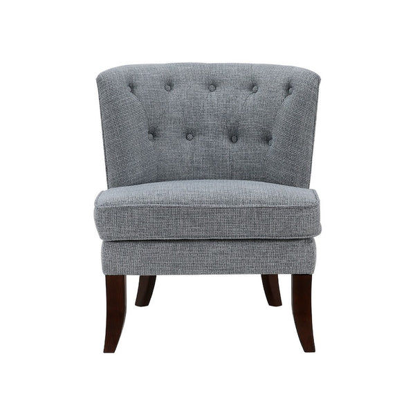 Rose Accent Chair, Button Tufted Wingback, Dark Gray Polyester, Brown - BM345434