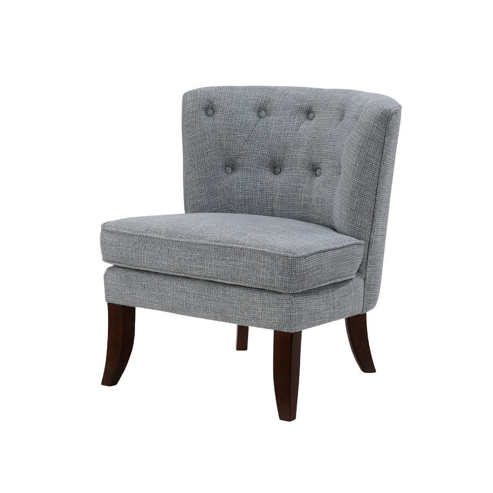 Rose Accent Chair, Button Tufted Wingback, Dark Gray Polyester, Brown - BM345434