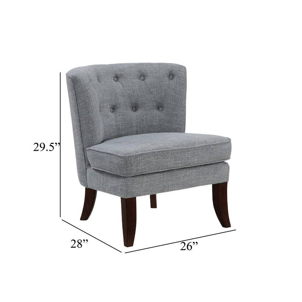 Rose Accent Chair, Button Tufted Wingback, Dark Gray Polyester, Brown - BM345434