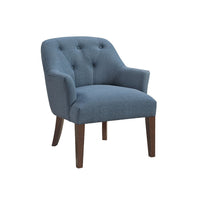 Beca Accent Armchair, Button Tufted Back, Sloped Arms, Blue Polyester - BM345435