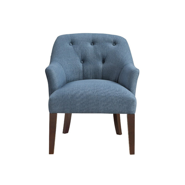 Beca Accent Armchair, Button Tufted Back, Sloped Arms, Blue Polyester - BM345435