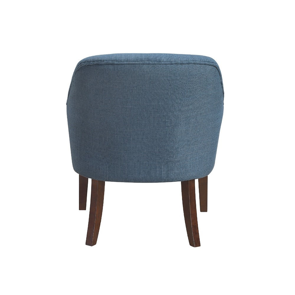Beca Accent Armchair, Button Tufted Back, Sloped Arms, Blue Polyester - BM345435