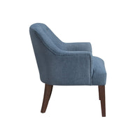 Beca Accent Armchair, Button Tufted Back, Sloped Arms, Blue Polyester - BM345435