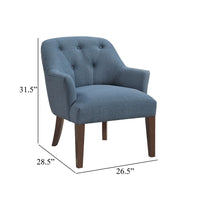 Beca Accent Armchair, Button Tufted Back, Sloped Arms, Blue Polyester - BM345435