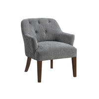 Beca Accent Armchair, Button Tufted Back, Sloped Arms, Gray Polyester - BM345436