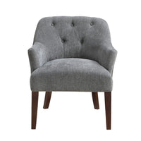 Beca Accent Armchair, Button Tufted Back, Sloped Arms, Gray Polyester - BM345436