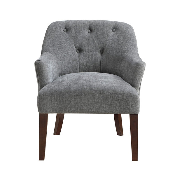 Beca Accent Armchair, Button Tufted Back, Sloped Arms, Gray Polyester - BM345436