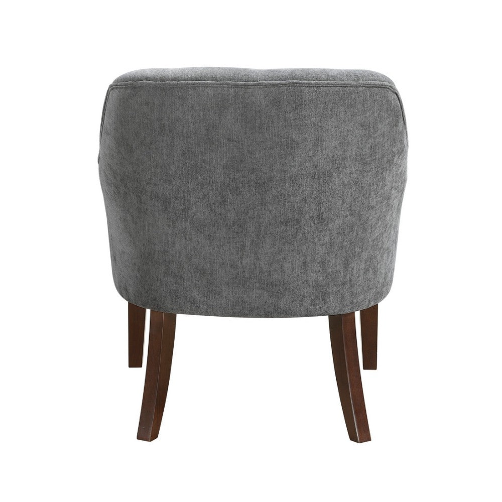 Beca Accent Armchair, Button Tufted Back, Sloped Arms, Gray Polyester - BM345436