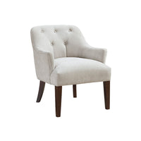 Beca Accent Armchair, Button Tufted Back, Sloped Arms, Beige Polyester - BM345437