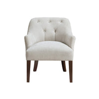 Beca Accent Armchair, Button Tufted Back, Sloped Arms, Beige Polyester - BM345437