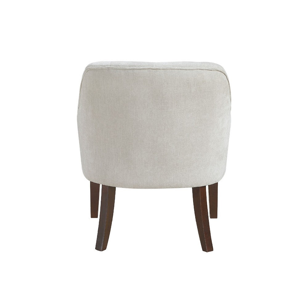 Beca Accent Armchair, Button Tufted Back, Sloped Arms, Beige Polyester - BM345437
