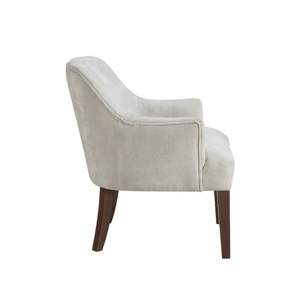 Beca Accent Armchair, Button Tufted Back, Sloped Arms, Beige Polyester - BM345437