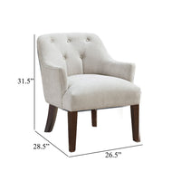 Beca Accent Armchair, Button Tufted Back, Sloped Arms, Beige Polyester - BM345437