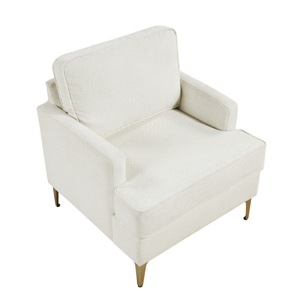Cole Accent Chair, Foam Fill Beige Chenille, Track Arms, Gold Metal Legs - BM346651