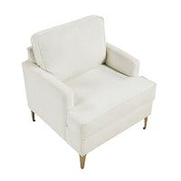 Cole Accent Chair, Foam Fill Beige Chenille, Track Arms, Gold Metal Legs - BM346651