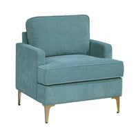 Cole Accent Chair, Peacock Blue Chenille, Track Arms, Gold Metal Legs - BM346652